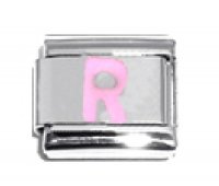 Pink Letter R - 9mm Italian charm