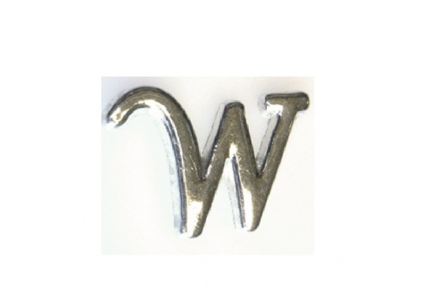 Silvertone flat letter W - floating memory locket charm - Click Image to Close