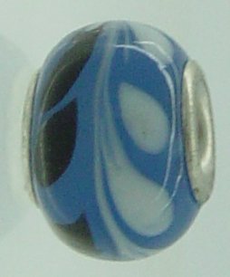 EB288 - Blue, white and black bead - Click Image to Close