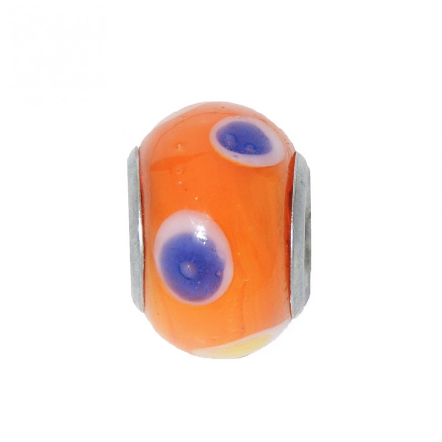 EB56 - Glass bead - Orange, blue and yellow - European bead - Click Image to Close