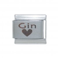 Love gin plain laser Italian charm - 9mm Italian charm