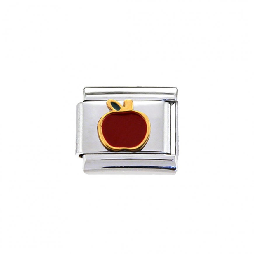 Apple - 9mm enamel Italian charm - Click Image to Close