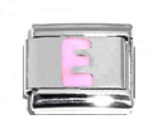 Pink Letter E - 9mm Italian charm