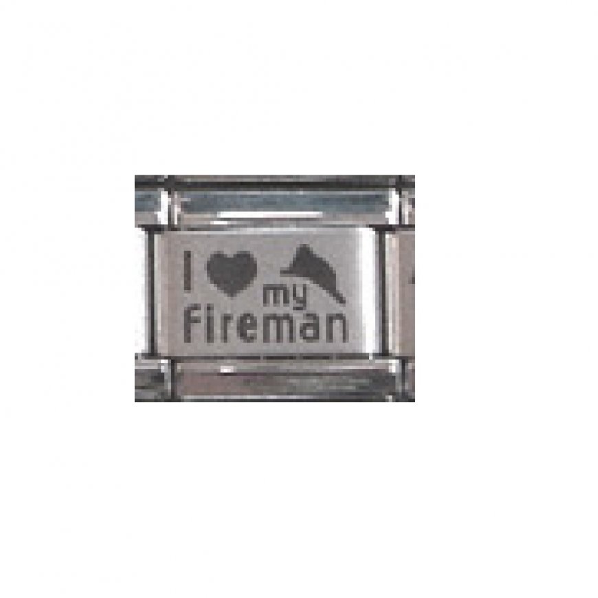 I love my fireman (b) - plain laser - 9mm Italian Charm - Click Image to Close