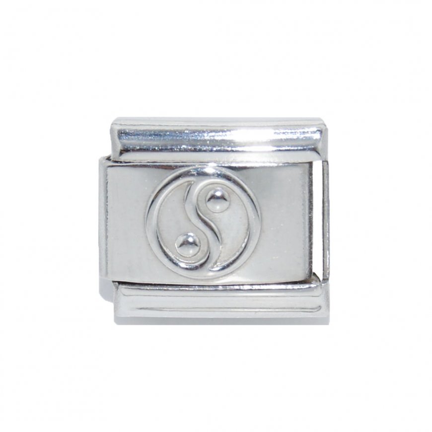 Silver coloured ying yang link - 9mm Italian charm - Click Image to Close