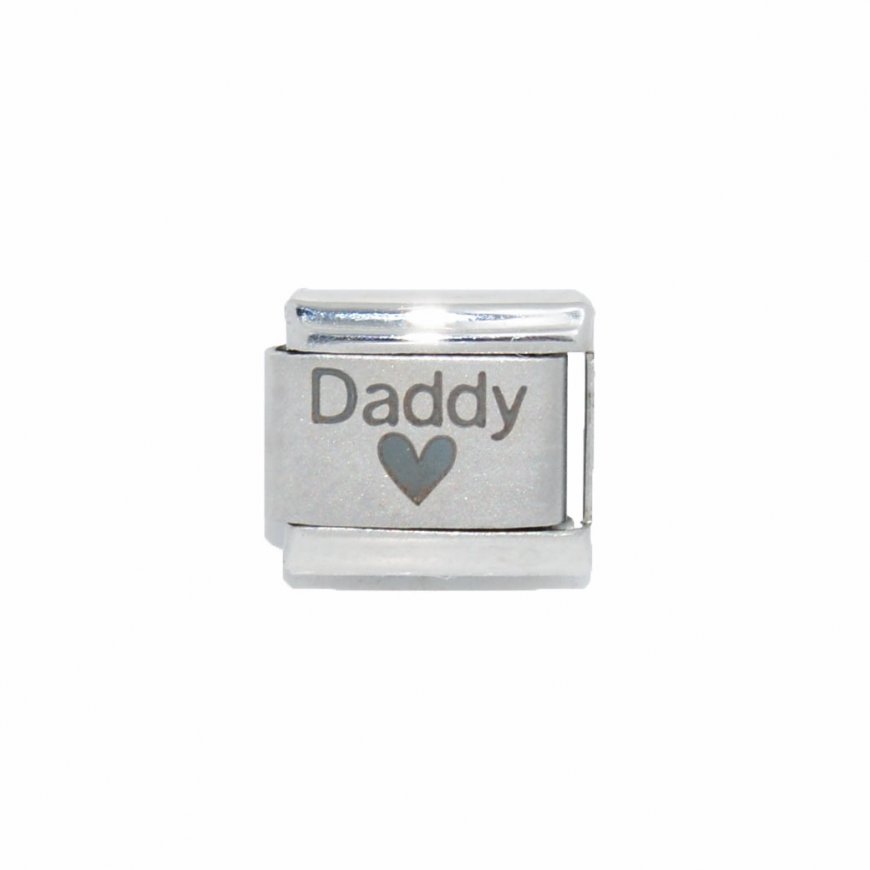 Daddy with heart - plain 9mm laser Italian charm - Click Image to Close