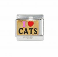 I love cats - 9mm enamel Italian charm - NEW