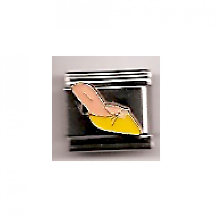 Yellow mule - shoe enamel 9mm Italian charm - Click Image to Close
