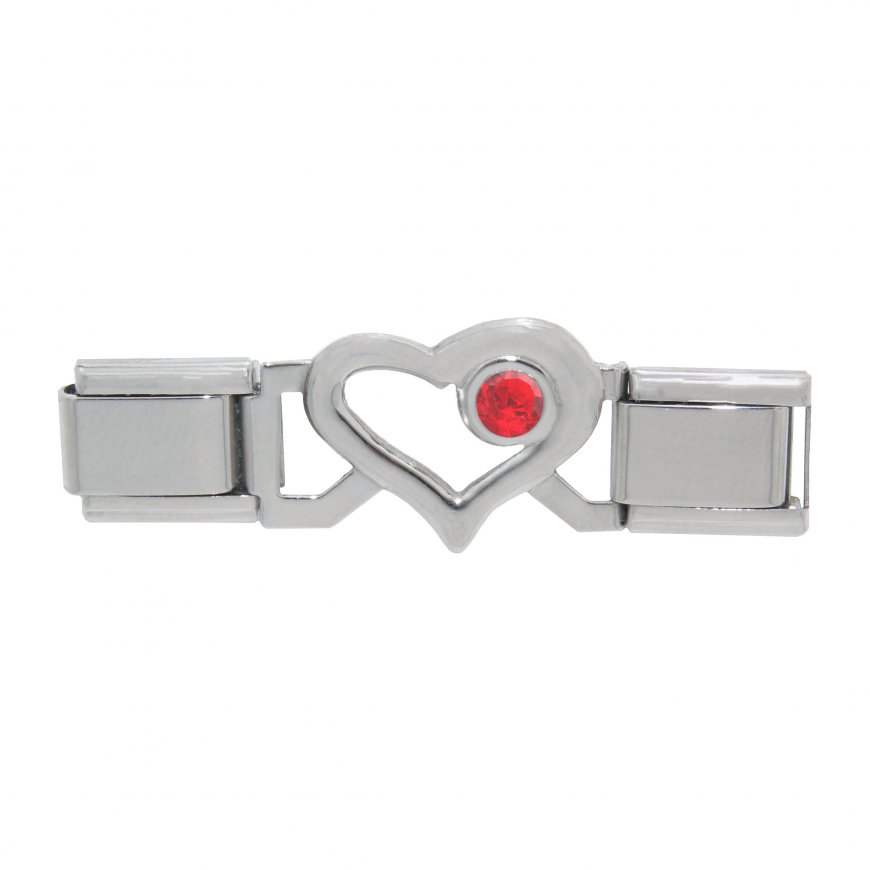 Small Open Heart connector link - July Ruby - Click Image to Close