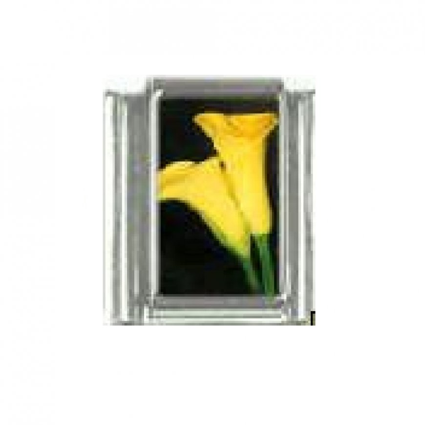 Yellow cala lily - Flower photo - 9mm Italian charm - Click Image to Close