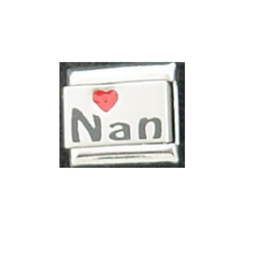 Nan with red heart - laser 9mm Italian charm - Click Image to Close