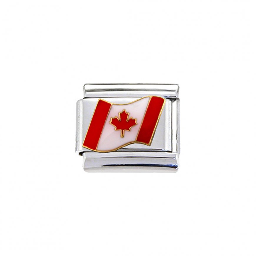 Flag - Canada wavy enamel 9mm Italian charm - Click Image to Close