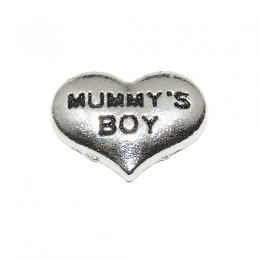Mummys Boy silvertone heart 9mm floating locket charm - Click Image to Close