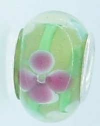 EB309 - Green, pink and blue flower bead - Click Image to Close