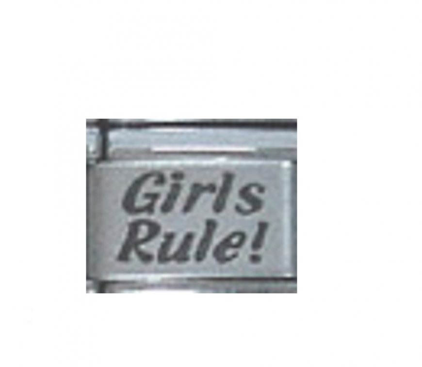Girls rule (b) - laser 9mm Italian charm - Click Image to Close
