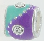 EB383 - Purple and turquoise bead with clear stones - Click Image to Close