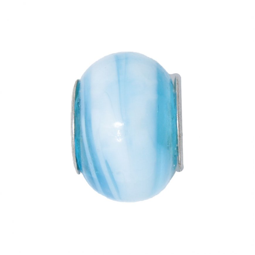 EB54 - Glass bead - Turquoise marble effect bead - European bead - Click Image to Close