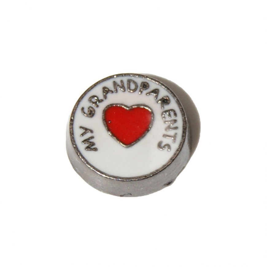 Love My Grandparents circle 7mm floating locket charm - Click Image to Close