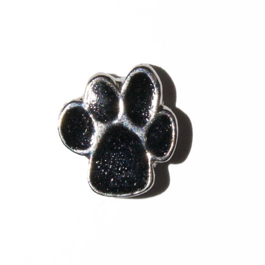 Small Black pawprint 6mm floating charm - Click Image to Close