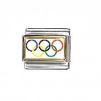 Olympic flag - photo enamel 9mm Italian charm