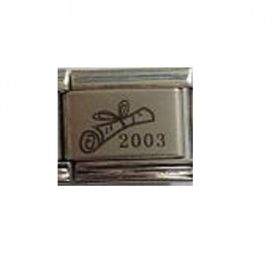 2003 with scroll - plain laser 9mm Italian charm - Click Image to Close