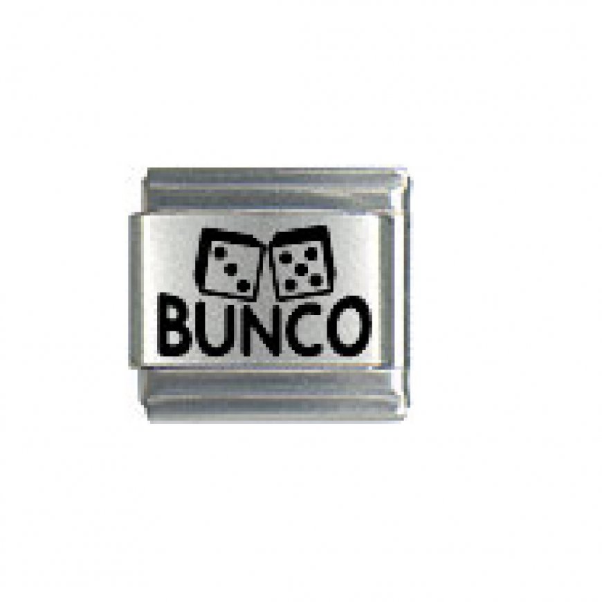 Bunco with dice - plain laser 9mm Italian charm - Click Image to Close