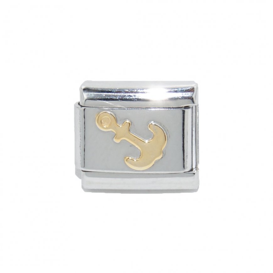 Anchor gold - enamel 9mm Italian charm - Click Image to Close