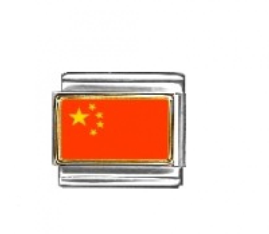 Flag - China photo enamel 9mm Italian charm - Click Image to Close