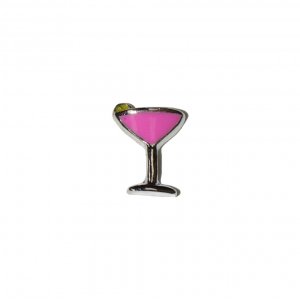 Pink martini glass 9mm floating locket charm