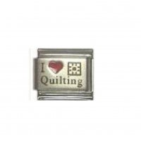I love quilting - red heart laser Italian charm