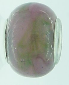 EB71 - Glass bead - Purple bead with green and pink - Click Image to Close
