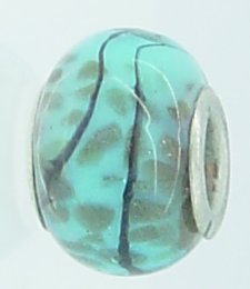 EB277 - Turquoise, black and gold glitter bead (2) - Click Image to Close