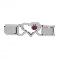 Small Open Heart connector link - January birthstone