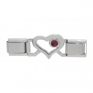 Small Open Heart connector link - January birthstone