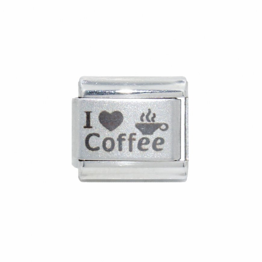 I love coffee with coffee cup - 9mm Laser Italian charm - Click Image to Close