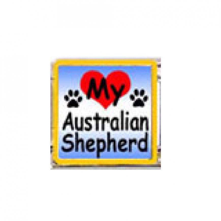 Love my Australian Shepherd - dog - enamel 9mm Italian charm - Click Image to Close
