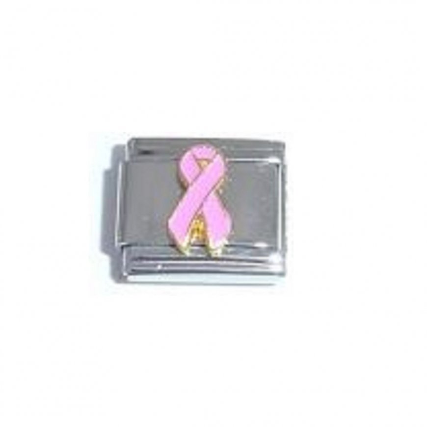 Breast cancer ribbon (d) - Enamel 9mm Italian charm - Click Image to Close