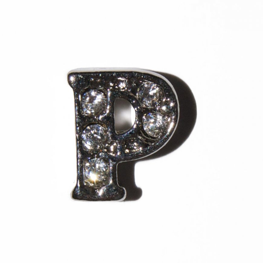 P Letter with stones - floating locket charm - Click Image to Close