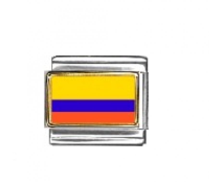 Flag - Colombia photo enamel 9mm Italian charm - Click Image to Close