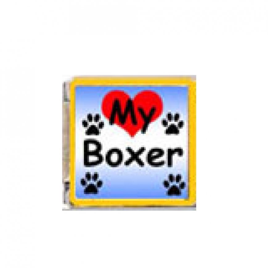 Love my Boxer - dog - enamel 9mm Italian charm - Click Image to Close