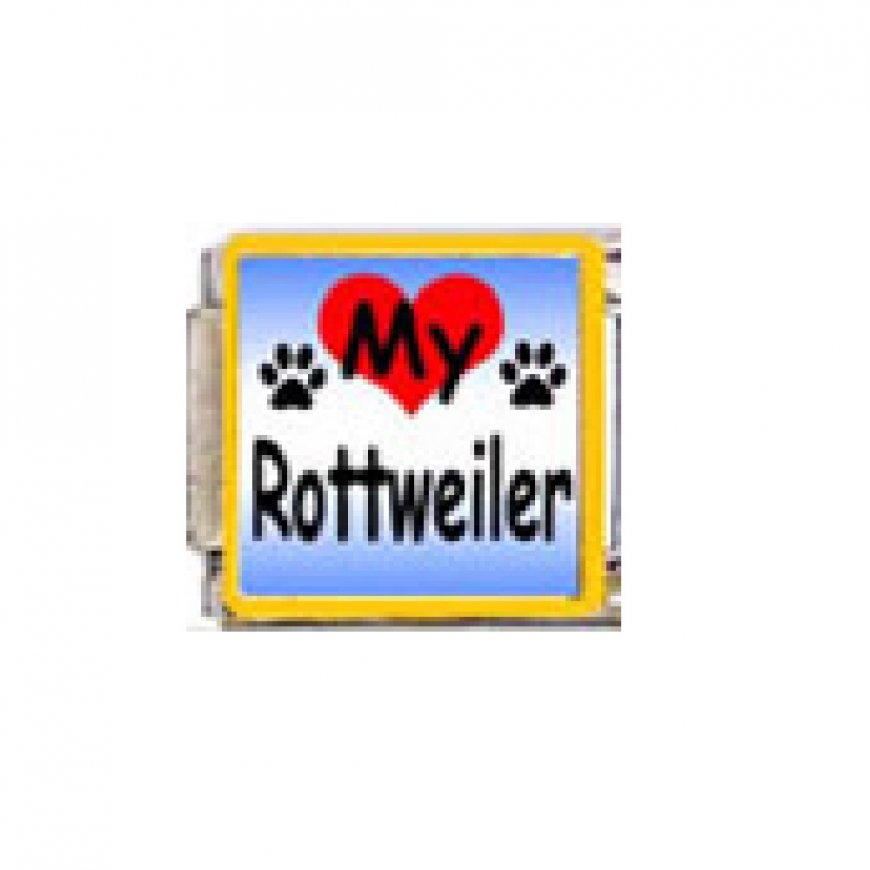 Love my Rottweiler - dog - enamel 9mm Italian charm - Click Image to Close