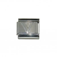 Silver coloured letter V - 9mm Italian charm