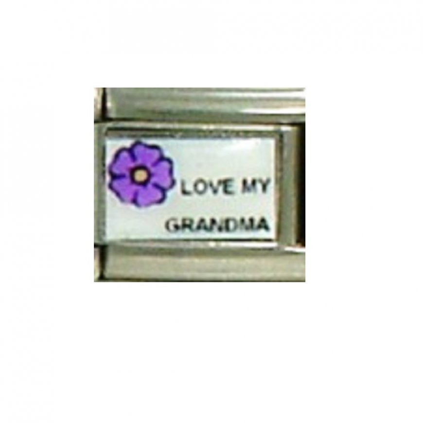 Love my Grandma purple flower - 9mm Italian charm - Click Image to Close