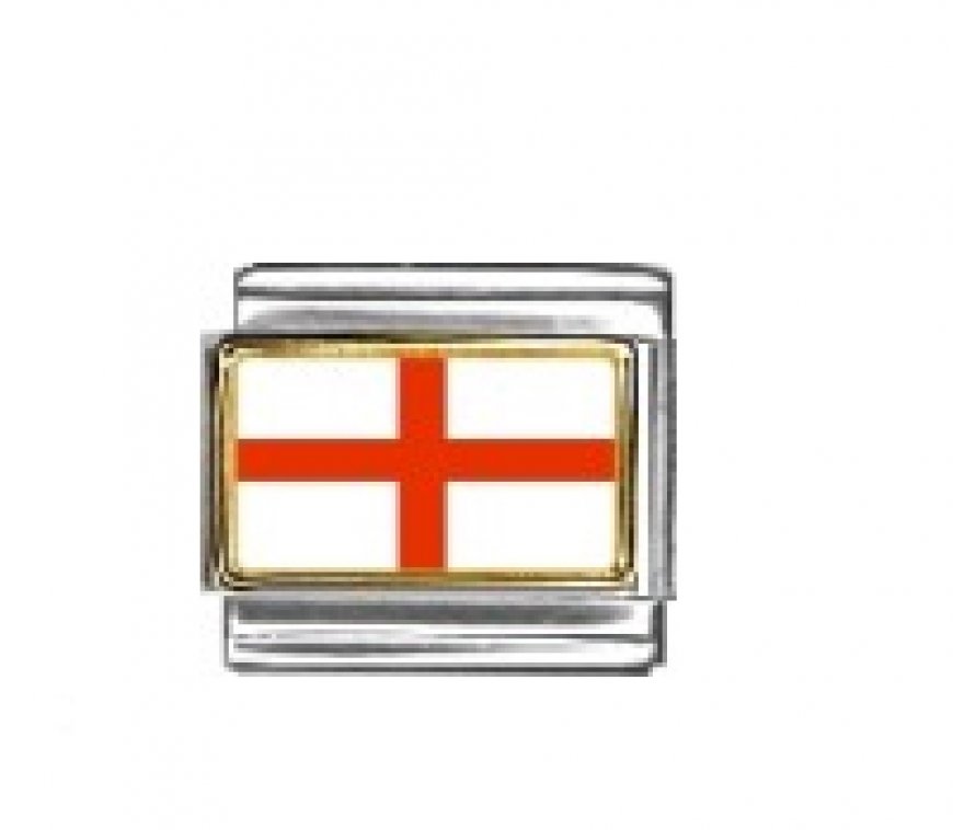 Flag - England St George's cross photo enamel 9mm Italian charm - Click Image to Close