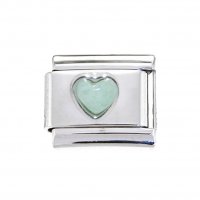 Jade pearl heart - 9mm Italian Charm