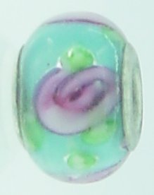 EB72 - Glass bead - Turquoise pink and green - Click Image to Close