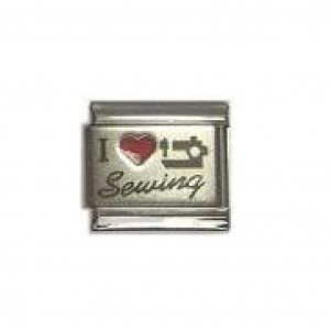 I love sewing - red heart laser 9mm Italian charm