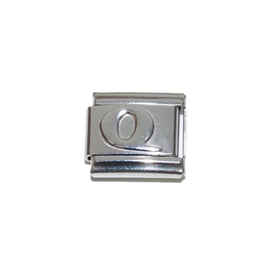 Silver coloured letter Q - 9mm Italian charm - Click Image to Close
