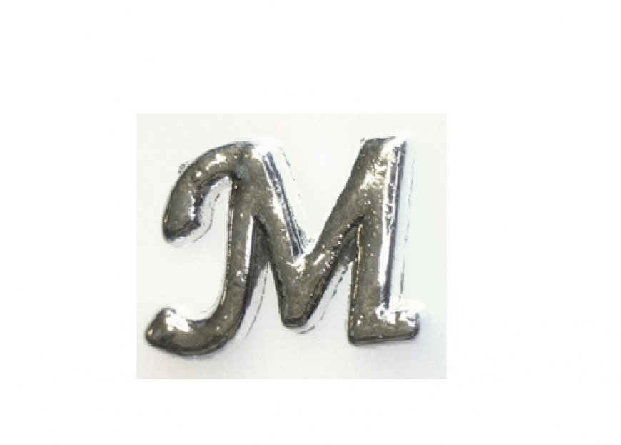 Silvertone flat letter M - floating memory locket charm - Click Image to Close