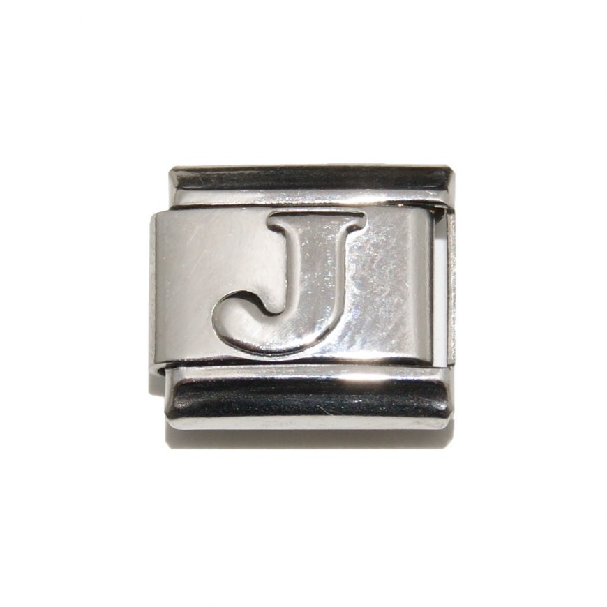 Silver coloured letter J - 9mm Italian charm - Click Image to Close